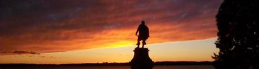 John Smith Staute against a Jamestown Sunset